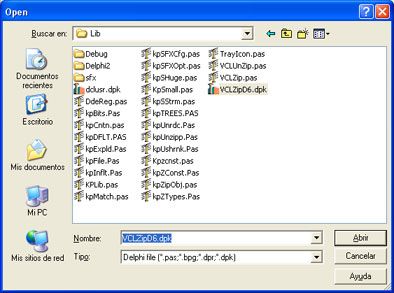 AjpdSoft Instalar componentes Delphi - Seleccionar fichero dpk